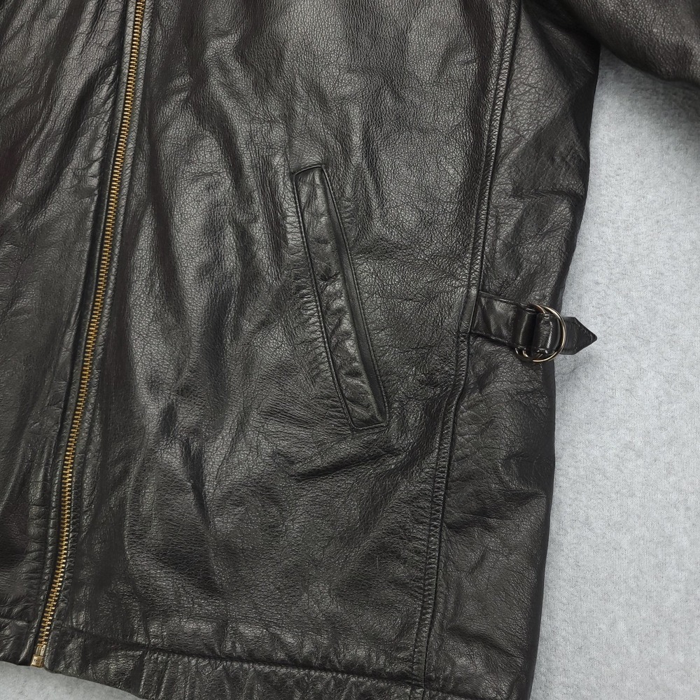 M‎ Julian Wilsons Leather Jacket Mens Medium Black Zip Front Buckle Pockets - Picture 2 of 16